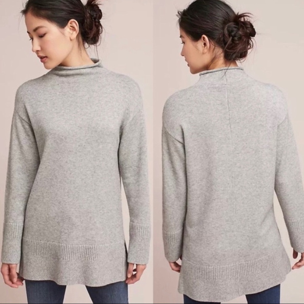 Anthropologie Moth | Gray Mock Neck Sweater Tunic